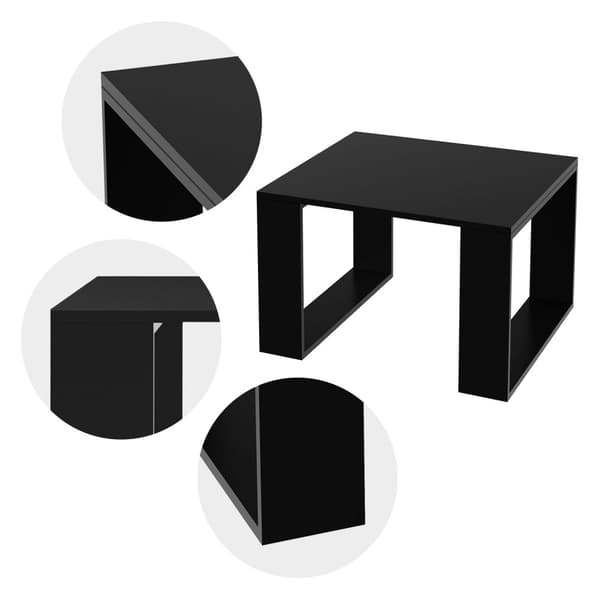 ML-Design sohvapöytä 65x65x40 cm; musta; jalkojen kanssa; neliönmuotoinen olohuoneen pöytä; sivupöytä ihanteellinen olohuoneeseen ja toimistoon;
