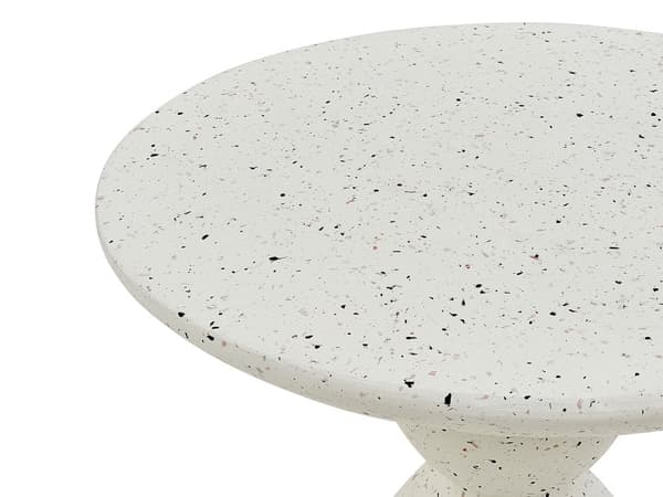 Aksent sidebord off-white med terrazzoeffekt MgO glassfiber rund plate UV-besmittet Rust Vann Vindbestandig Moderne utendørs stue