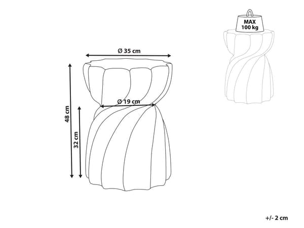 Aksent Sidebord Grå MgO Glassfiber Rund topp Timeglassform UV Flekk Rust Vann Vindbestandig Moderne Ute Stue