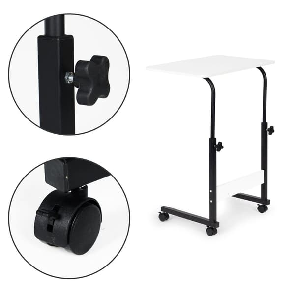 Laptoptabel - sidobord för soffa - justerbar - 43x39x83cm - vit