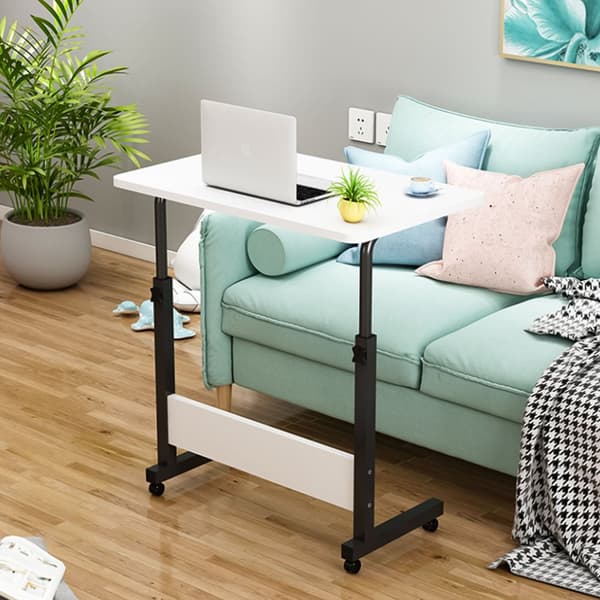 Laptoptabel - sidobord för soffa - justerbar - 43x39x83cm - vit