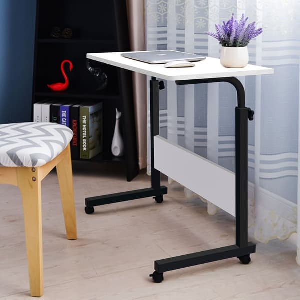 Laptoptabel - sidobord för soffa - justerbar - 43x39x83cm - vit