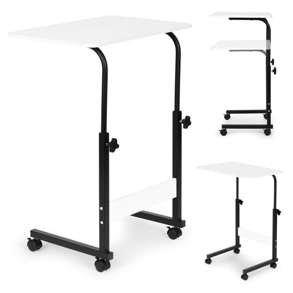 Laptoptabel - sidobord för soffa - justerbar - 43x39x83cm - vit