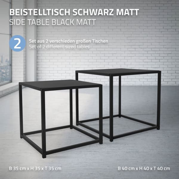 Sidebord sæt af 2 sort mat metal ML design
