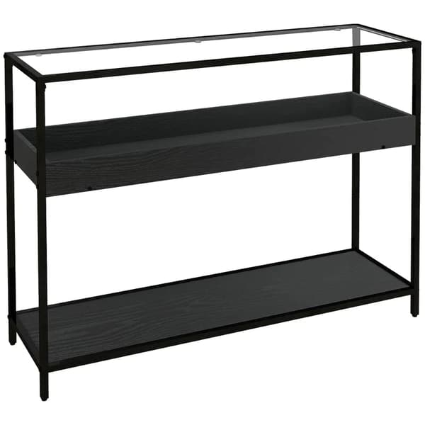 Rootz Konsolbord - 2 hylder - Opbevaringsplads - Gangbord - Gangkonsol - Hærdet glas - Sort - 100L x 30W x 78Hcm