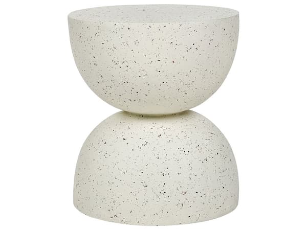 Sidebord Off-white med terrazzoeffekt MgO Glassfiber Rund topp Timeglassform UV- flekk Rust Vann Vindbestandig Moderne Ute Stue