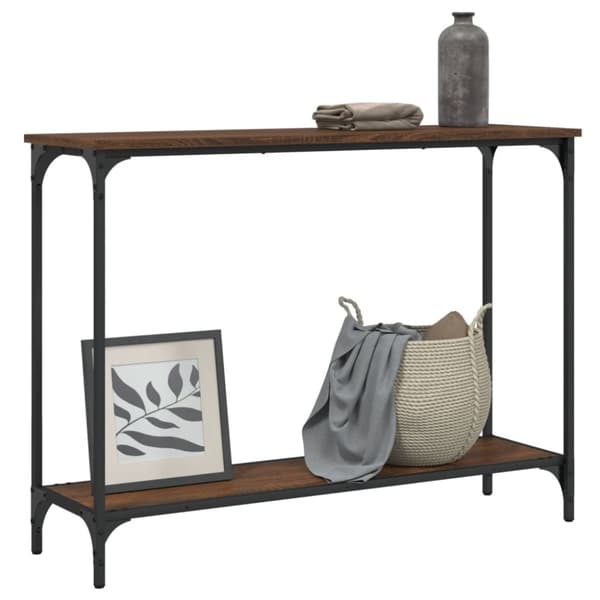vidaXL konsolbord 101x30,5x75 cm konstrueret træ brun egetræsfarve
