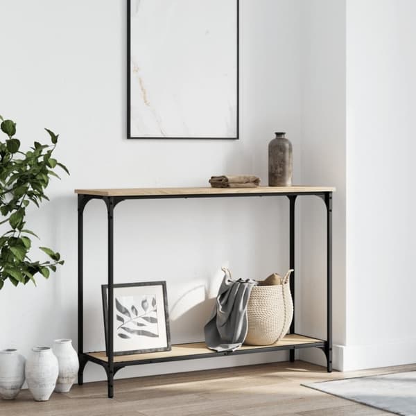 vidaXL konsolbord 101x30,5x75 cm konstrueret træ sonoma-eg