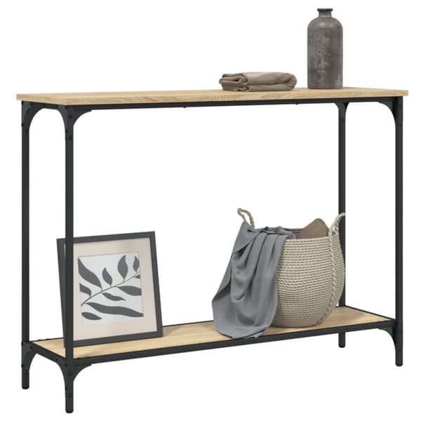 vidaXL konsolbord 101x30,5x75 cm konstrueret træ sonoma-eg