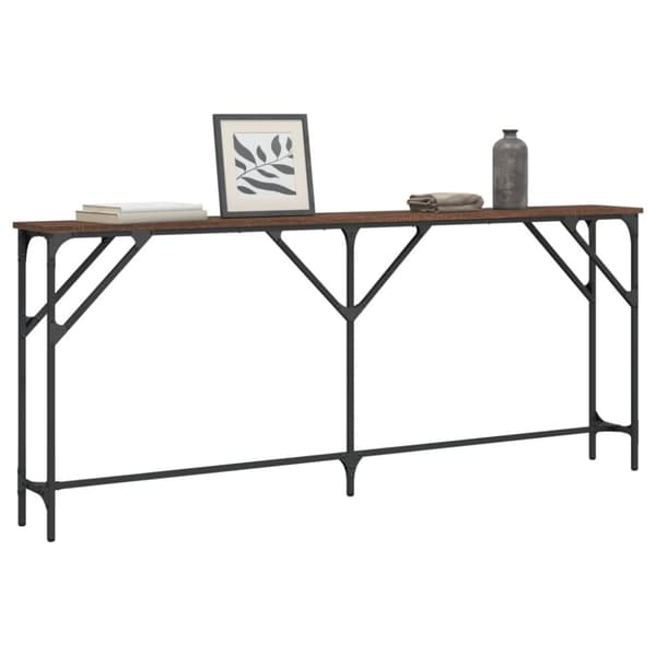 vidaXL konsolbord 180x23x75 cm konstrueret træ brun egetræ