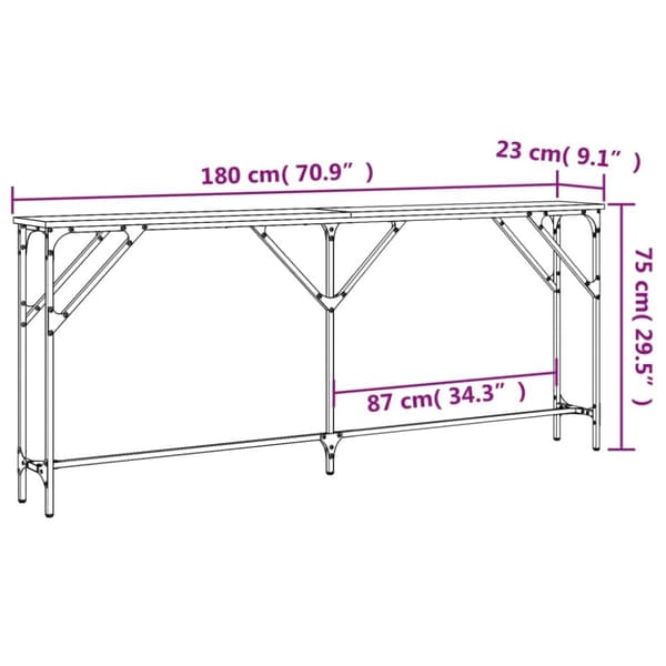 vidaXL Avlastningsbord brun ek 180x23x75 cm konstruerat trä
