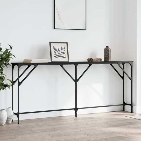 vidaXL Konsolipöytä musta 180x23x75 cm tekninen puu