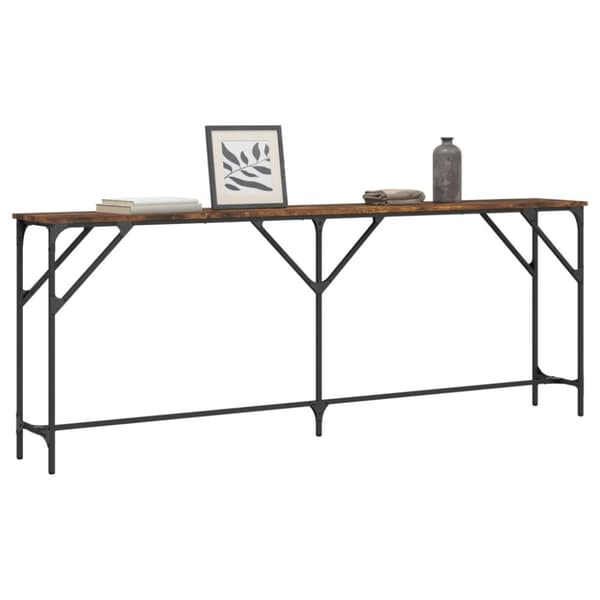 vidaXL konsolbord 200x29x75 cm konstrueret træ røget egetræsfarve