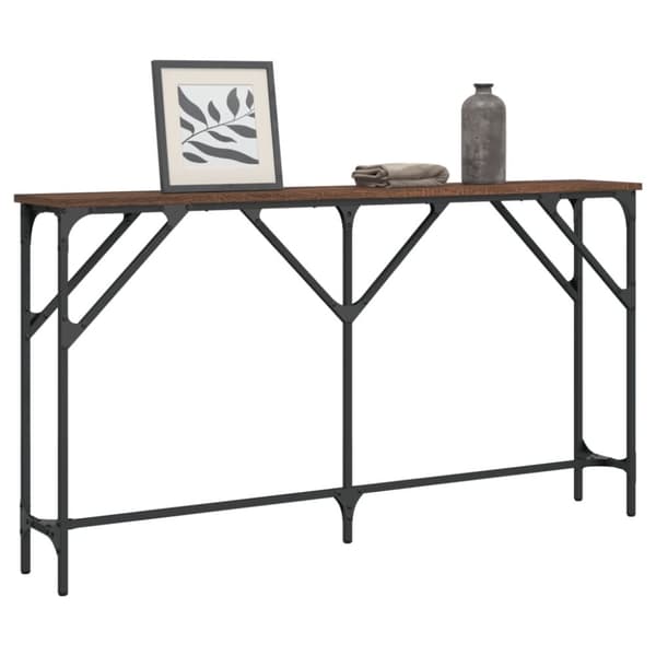 vidaXL konsolbord 140x23x75 cm konstrueret træ brun egetræ