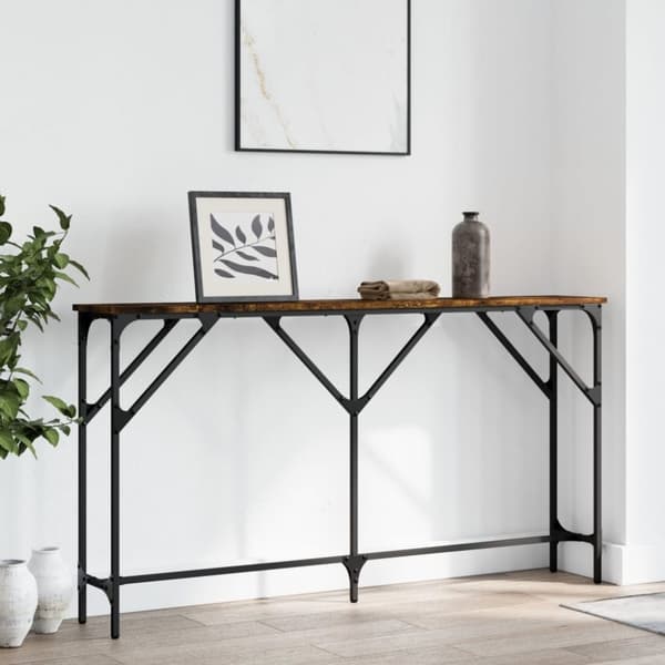 vidaXL konsolbord 140x23x75 cm konstrueret træ røget egetræsfarve