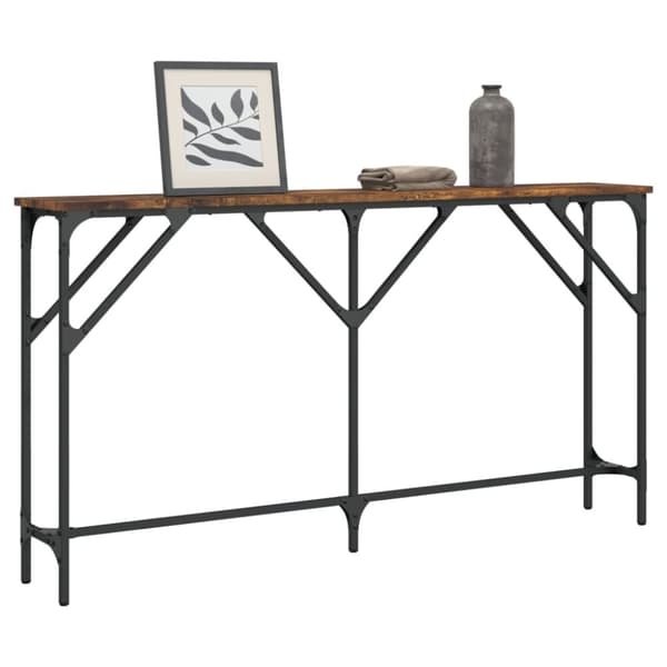 vidaXL konsolbord 140x23x75 cm konstrueret træ røget egetræsfarve