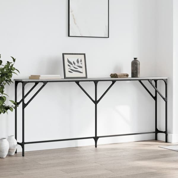 vidaXL konsolbord 180x23x75 cm konstrueret træ grå sonoma-eg