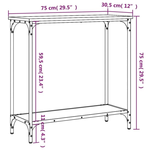 vidaXL konsolbord 75x30,5x75 cm konstrueret træ sort