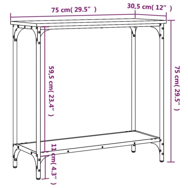 vidaXL konsolbord 75x30,5x75 cm konstrueret træ røget egetræsfarve
