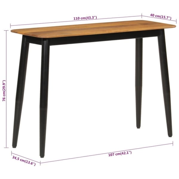 vidaXL konsolbord 110x40x76 cm massivt mangotræ og jern