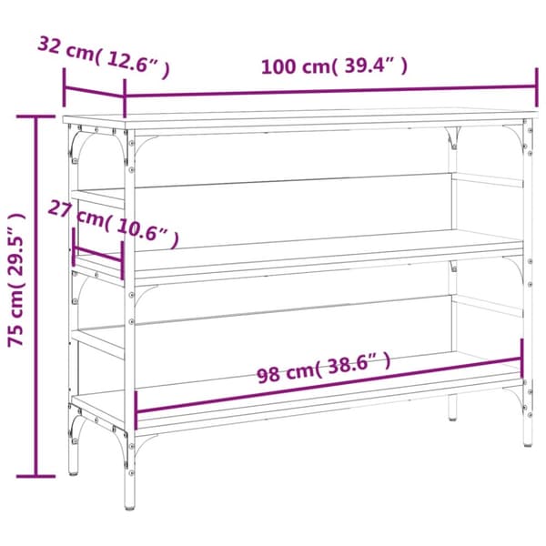 vidaXL Konsollbord grå sonoma 100x32x75 cm konstruert tre