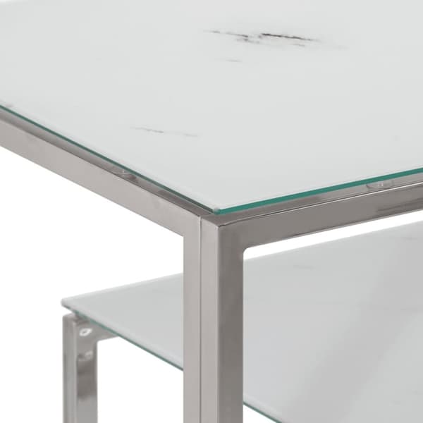 vidaXL Konsollbord sølv rustfritt stål og herdet glass