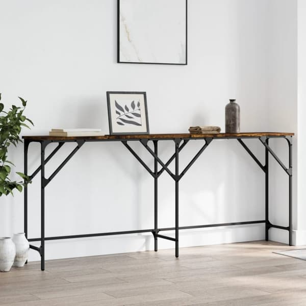 vidaXL konsolbord 180x29x75 cm konstrueret træ røget egetræsfarve