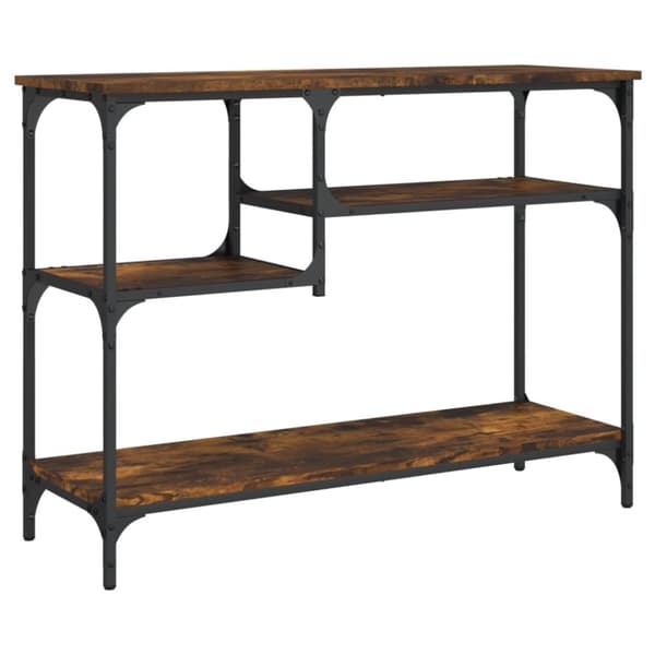 vidaXL konsolbord med hylder 100x35x75 cm røget egetræsfarve