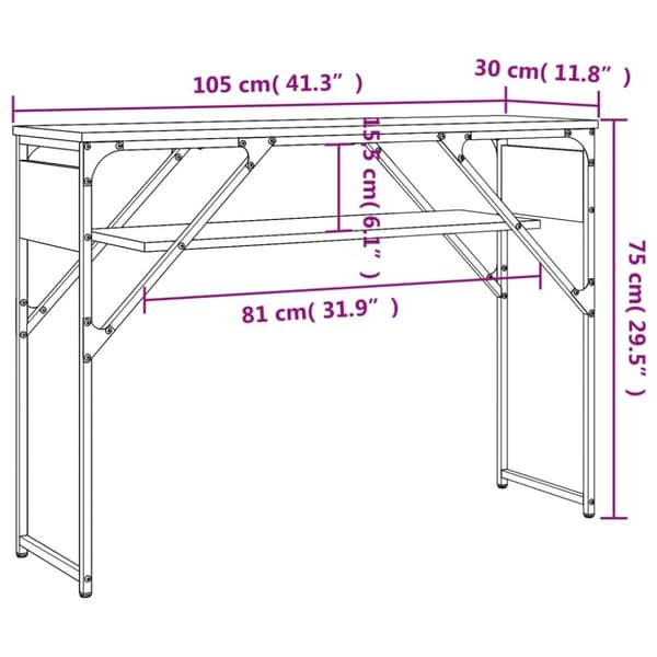vidaXL konsolbord med hylde 105x30x75 cm konstrueret træ grå sonoma-eg