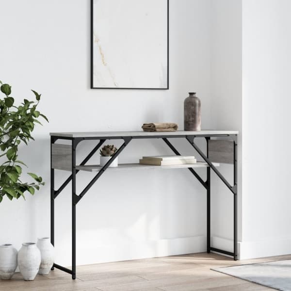 vidaXL konsolbord med hylde 105x30x75 cm konstrueret træ grå sonoma-eg
