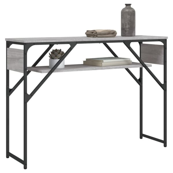 vidaXL konsolbord med hylde 105x30x75 cm konstrueret træ grå sonoma-eg
