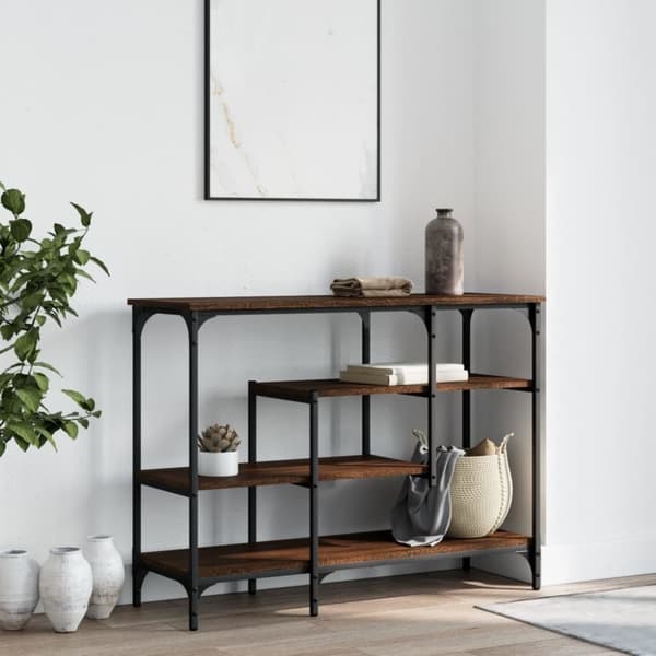 vidaXL Konsollbord med hyller brun eik 100x35x75 cm