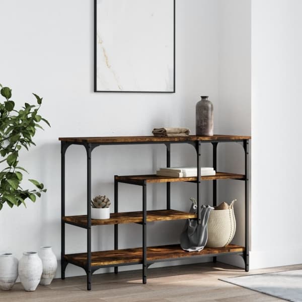 vidaXL Konsollbord med hyller røkt eik 100x35x75 cm