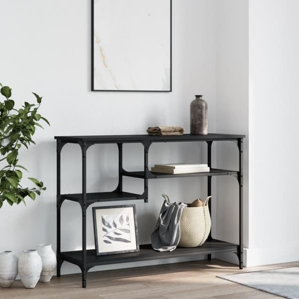 vidaXL Konsollbord med hyller svart 100x35x75 cm