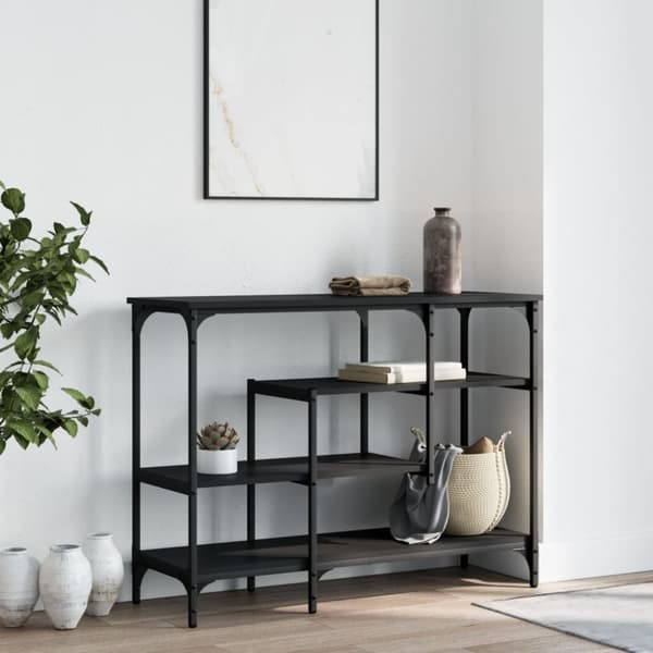 vidaXL Konsollbord med hyller svart 100x35x75 cm