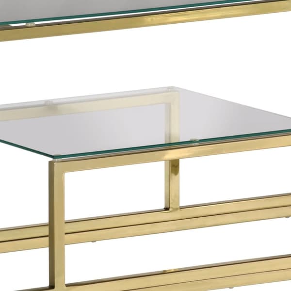 vidaXL Konsolbord guld rostfritt stål och härdat glas