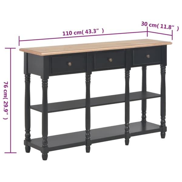 vidaXL Konsollbord svart 110x30x76 cm konstruert tre