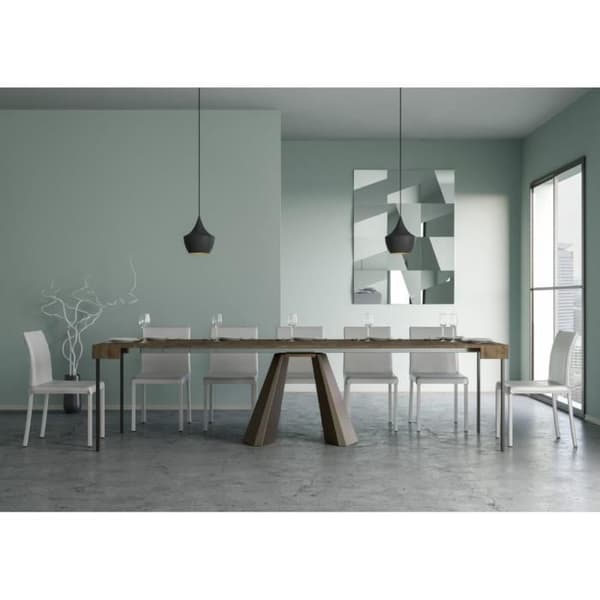 Utdragbar konsol - DIAMANTE - ram i valnöt - Vit - 300 cm - 10 sittplatser