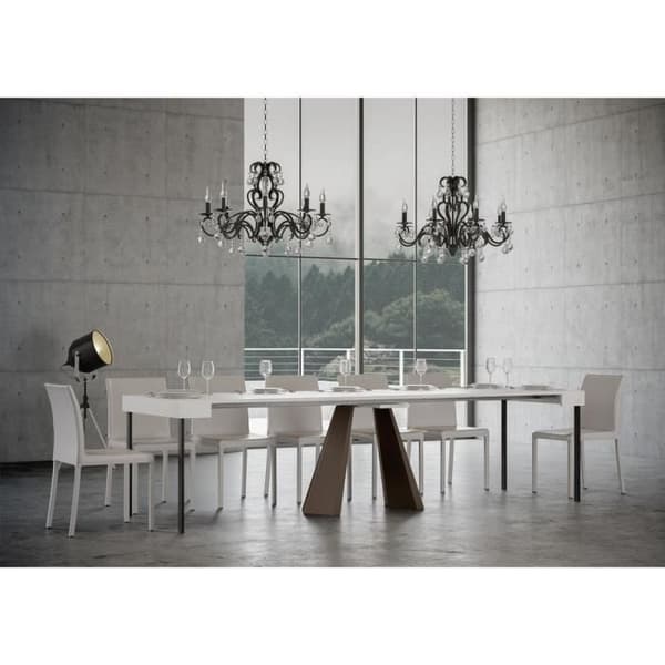 Utdragbar konsol ljus ekdesign och brun stålram 8 platser 40 till 196 cm Diamant