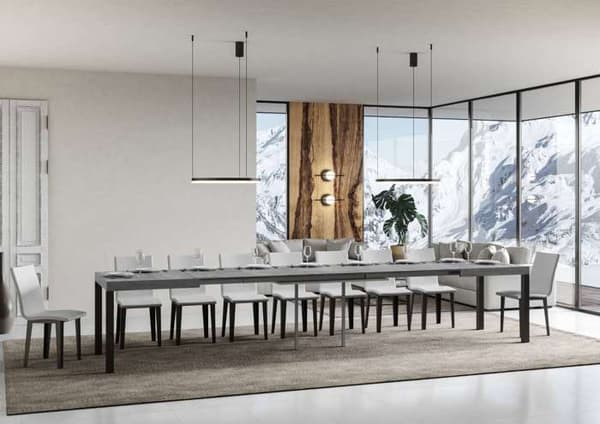 Utdragbar vardagsbord cementskiva 90x180 Lång 440 antracitram