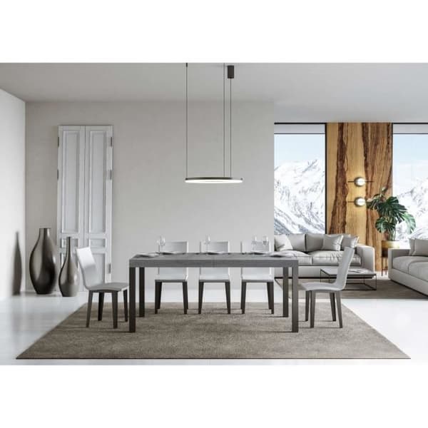 Utdragbar vardagsbord cementskiva 90x180 Lång 440 antracitram