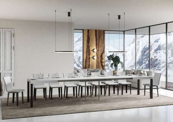 Utdragbart vardagsbord vit askskiva 90x160 Lång 420 antracitstomme