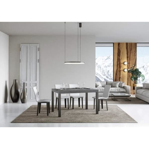 Utdragbar vardagsbord cementskiva 90x130 Lång 390 antracit ram