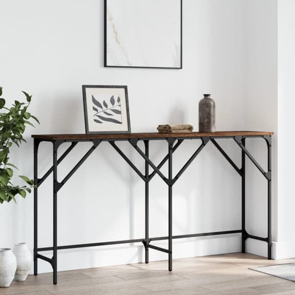 vidaXL Konsollbord brun eik 140x29x75 cm konstruert tre