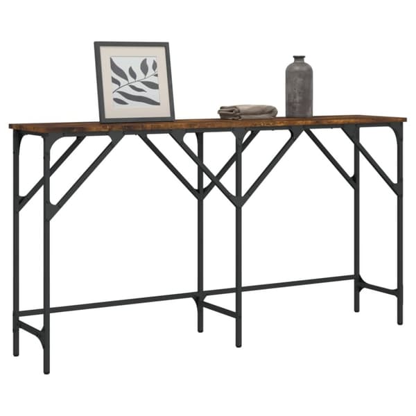 vidaXL konsolbord 140x29x75 cm konstrueret træ røget egetræsfarve
