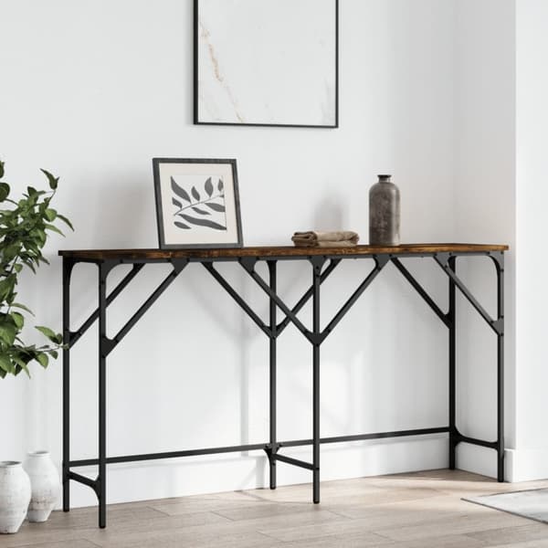 vidaXL konsolbord 140x29x75 cm konstrueret træ røget egetræsfarve