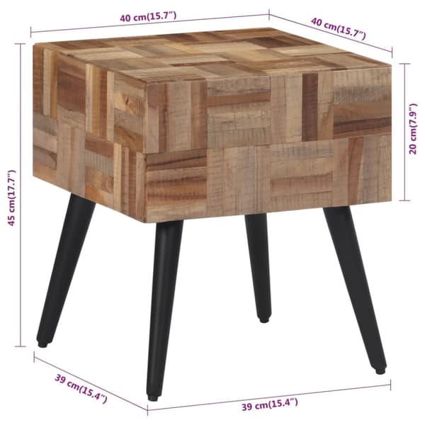 vidaXL Sidobord 40x40x45 cm massiv återvunnen teak