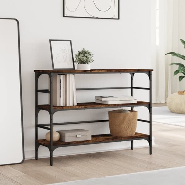 vidaXL Konsolipöytä savutammi 100x32x75 cm tekninen puu
