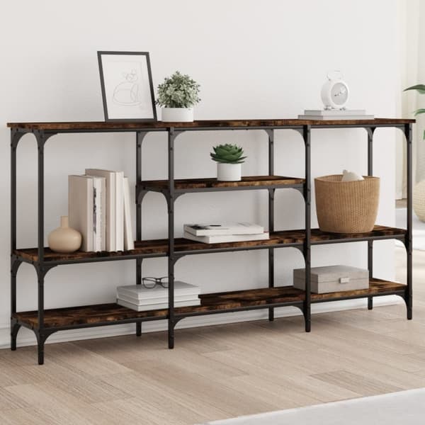vidaXL Konsollbord røkt eik 160x29x80 cm konstruert tre
