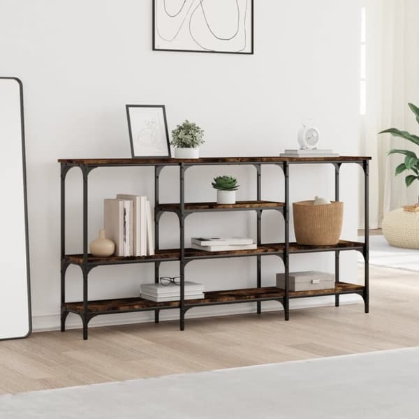 vidaXL Konsollbord røkt eik 160x29x80 cm konstruert tre